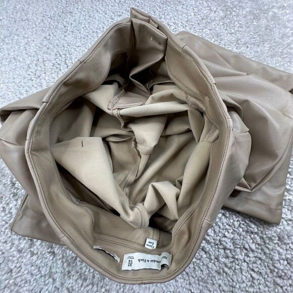 Abercrombie & Fitch Vegan Faux Leather Slim Flare Leg Pants Taupe 32x29 NEW - Picture 11 of 16